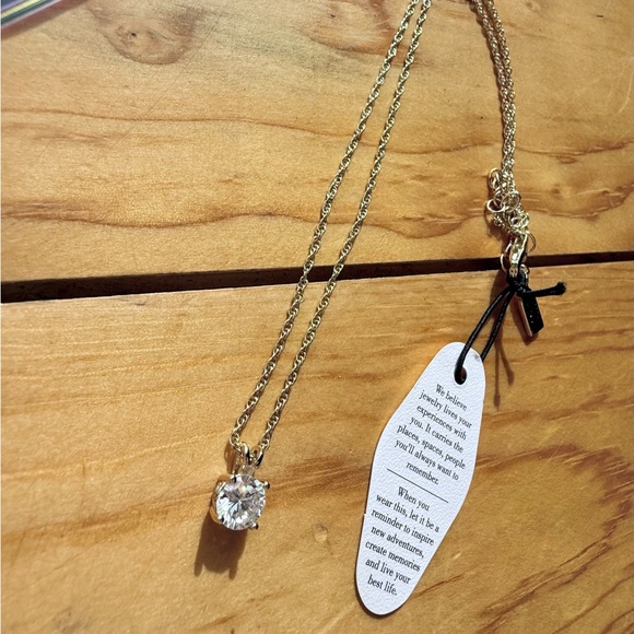 Electric Picks Legacy Gold Necklace Pendant CZ diamond solitaire Alexa Anglin - Picture 2 of 5